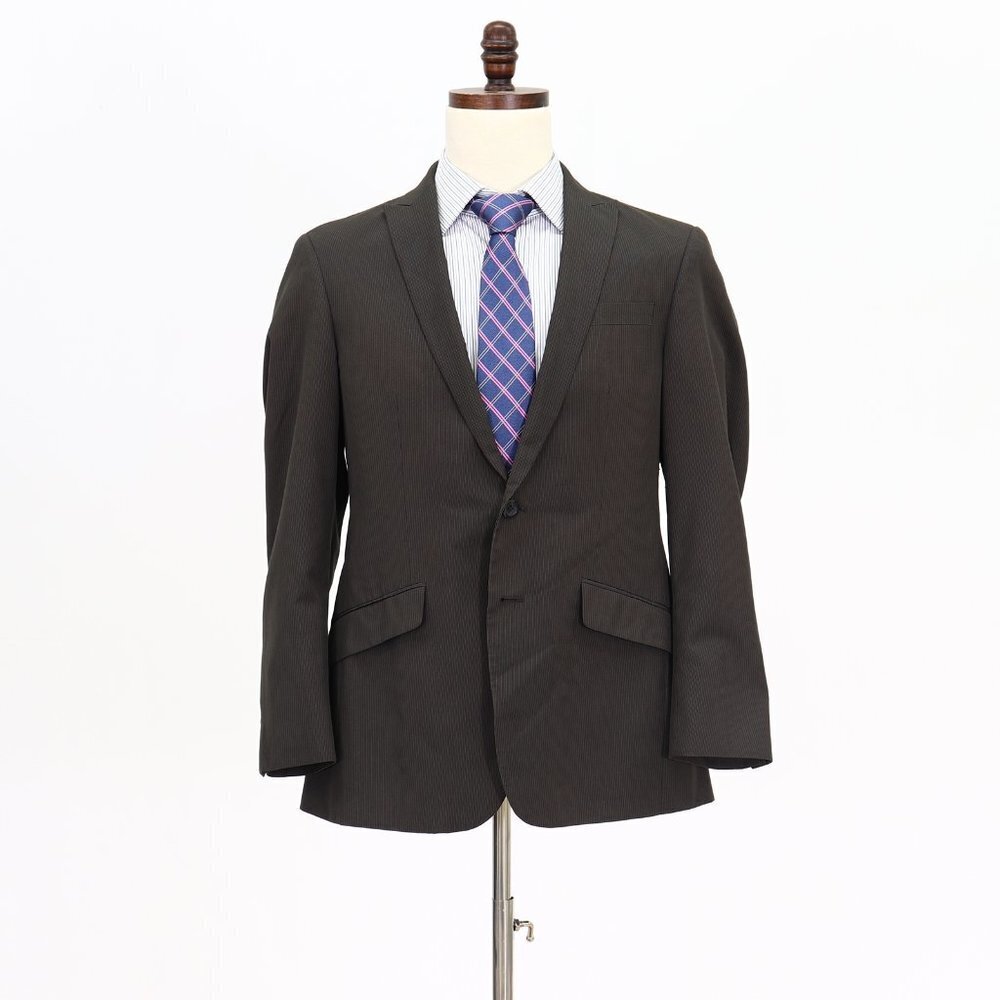 Kenneth Cole 38S Brown Striped 2-Button Sport Coat Blazer Jacket V060